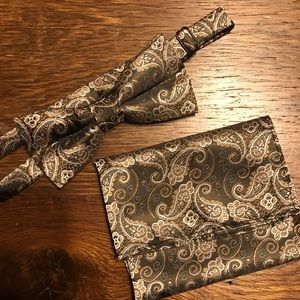Men’s Paisley Gold Bow Tie & Pocket square